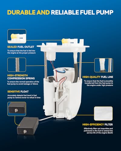 Image of PHILTOP FG1141 Electric Fuel Pump Module Assembly, Compatible with Ford Fusion 2010-2012, Mercury Milan 2010-2011, Lincoln MKZ 2011-2012, 2.5L, Replaces E2561M, P76583M, SP2097M
