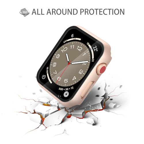 Image of Misxi Case with Screen Protector for 42mm Apple Watch Series 3 /2 | 2-Pack Cover with Tempered Glass for 3 /2, Scratch Resistant Sensitive Touch, 1 Rose Gold + 1 Transparent