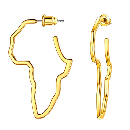 Créoles or Femme Carte Afrique Bijoux Boucles d’oreilles Créole Africain Ethnique Cadeau Anniversaire pour Femme
