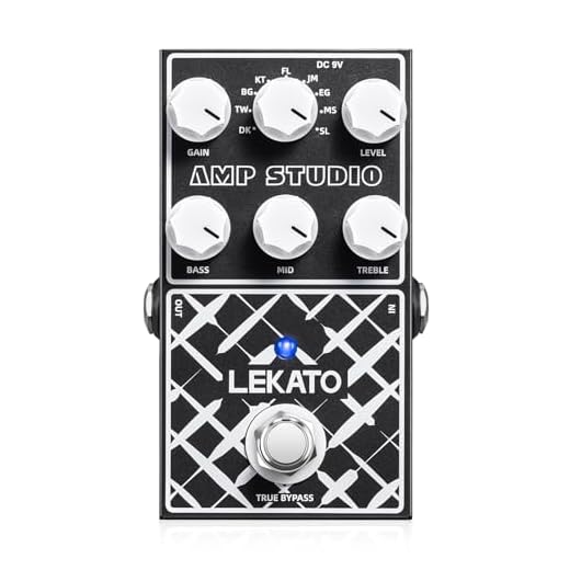 LEKATO Pedal de preamplificador, pedal de efectos de guitarra digital, 9 modelos de preamplificador con ecualizador de 3 bandas para guitarra eléctrica