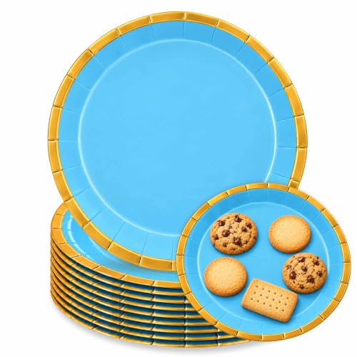 Platos de cartón, Platos Desechables cartón, Color Azul, 10 Unidades