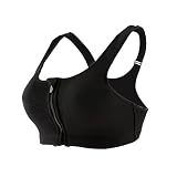  Bra Sujetador Tapa Ropa Interior De Yoga Cremallera Frontal Deportes De Gimnasia Llantas De Compresión De Mujer - Negro, L