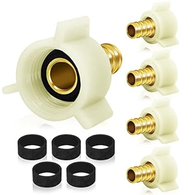 Boltigen 5Pack 1/2" PEX Plumbing Swivel Fittings, PEX Thread Brass Crimp Fitting, 1/2inch X 1/2inch NPSM Female RV PEX Fittings, PEX Swivel Adapter for PEX Pipe