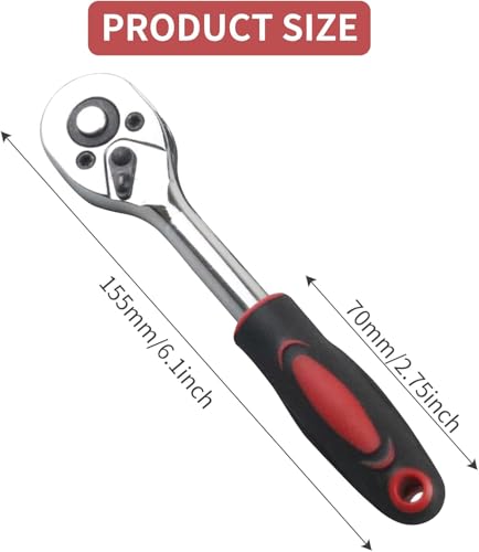 AJinacious 1/4 Inch Ratchet Wrench, 24-Tooth Quick-Release Ratchet Wrench, Reversible, Chrome Alloy Made, Drive Extendable Ratchet with Cushion Handle for Furniture Auto Car Repair 2 AJinacious 1/4 Inch Ratchet Wrench, 24-Tooth Quick-Release Ratchet Wrench, Reversible, Chrome Alloy Made, Drive Extendable Ratchet with Cushion Handle for Furniture Auto Car Repair - Image 2