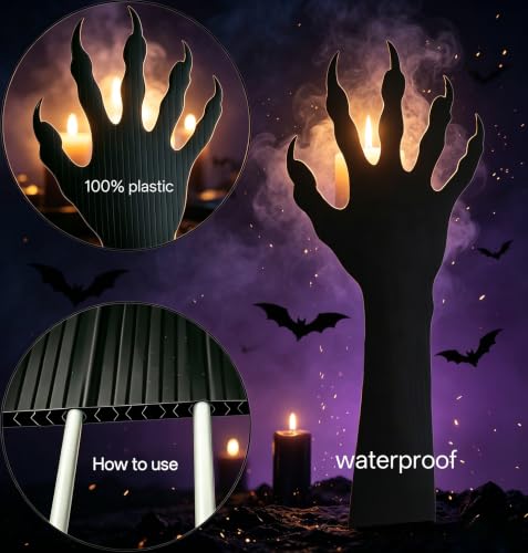Gzopjccd Halloween Black Ghost Hand Yard Signs, Waterproof Plastic Zombie Monster Claw Lawn Signs for Outdoor Halloween Garden Haunted House Decor - image 4