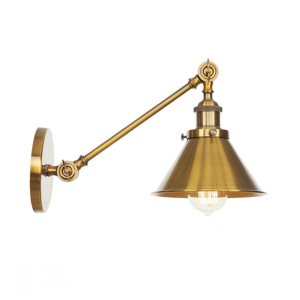 ICEMOB Vintage Metal Swing Arm Wall Sconce Hallway Stair Decoration Wall Lamps Up Down Shade E27 Adjustable Wall Lights Bedroom Study Reading Fixture Bronze