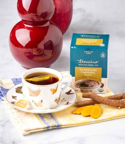 Teeccino Dandelion Turmeric Tea - Caffeine-Free, Organic, Roasted Herbal Tea With Prebiotics, 3X More Herbs Than Regular Tea Bags, Gluten Free - 25 Tea Bags (Pack Of 3) #TOP5