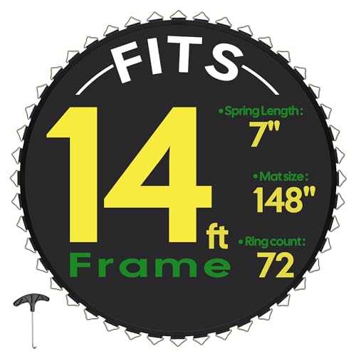 AW Replacement Trampoline Mat with 72 V-Ring, Fit 14FT Trampoline Frame,8 Row Stitch,UV Resistant Trampoline Accessories