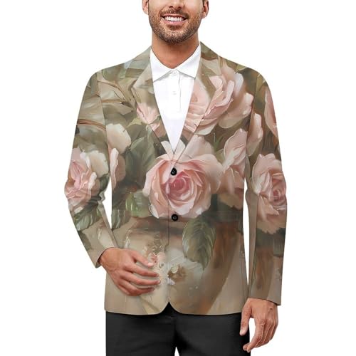 Vintage Roses Flowers Classic Suits Blazer for Men Business Tuxedo Jacket Sport Coat Two Buttons