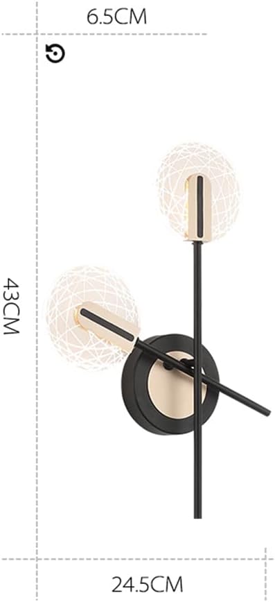 Fan Shaped Wall Light, Corridor Decorative Lighting Wall Lamp, Black Metal Wall Sconce with Round Acrylic Shade, Bedside Wall Lights, Modern LED Wall Lamps for Living Room