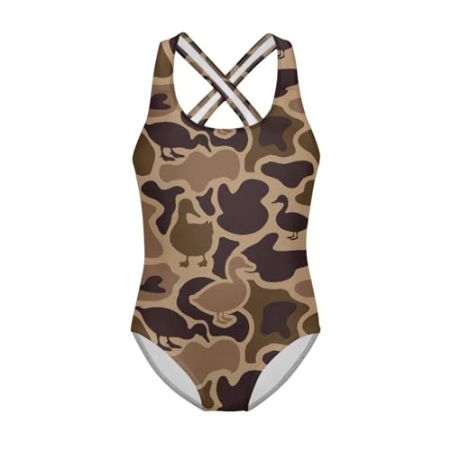 Image of INSTANTARTS Girls One Piece Swimwear Sleeveless Crossback Swimsuits