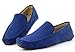DADAWEN Toddler Little Kid Boys Girls Soft Suede Leather Slip On Penny Loafer Dress Shoes Moccasin Flat Boat Shoes Wedding Church Oxford Blue US Size 7 M Toddler