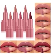 Jolilab 6Pcs 2 in 1 Lip Liner Lipstick Set, Gradient Matte Nude Velvet Lip Liner Pencil High Pigm...