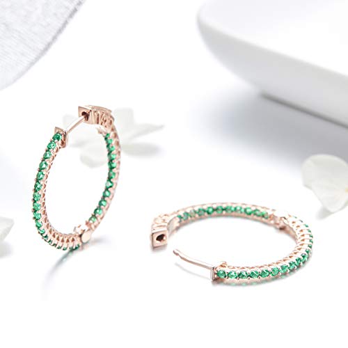 Boucles d'oreilles argent 925 avec oxyde de zirconium vert éclatant - 6