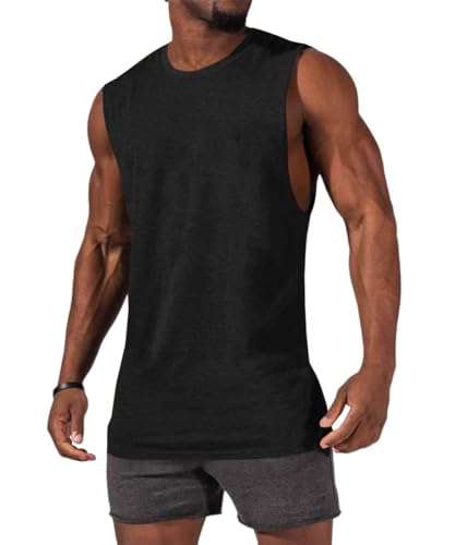 ZIWOCH Men's Sleeveless Tank Tops Crewneck Solid Loose Fit Shirt2
