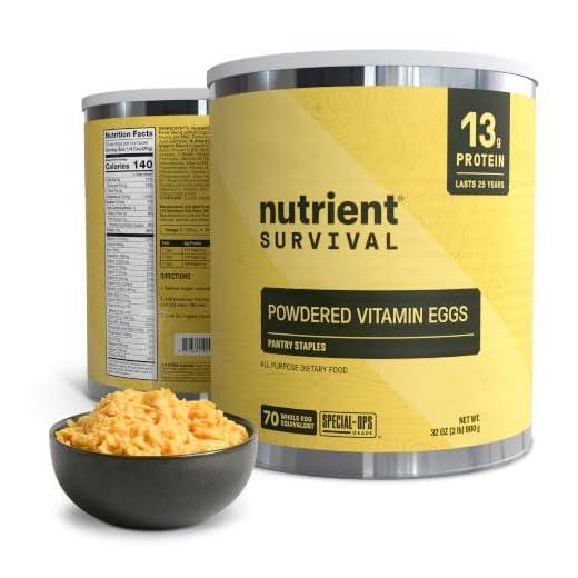 Nutrient Survival Vitamin Powdered Eggs Blend, Freeze Dried Prepper Supplies & Emergency Food Supply, 33 Essential Nutrients, Gluten Free, Shelf Stable Up to 25 Years, One Can, 70 Egg Equivalent