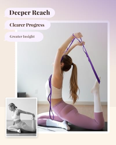 Image of Trideer Stretching Strap with Loops & Leg Lifter, Non-Elastic PT-Style Physical Therapy Strap for Knee Replacement Rehab, Hamstring, Calf & Back Stretcher Mobility, Hip, Shoulder & Yoga