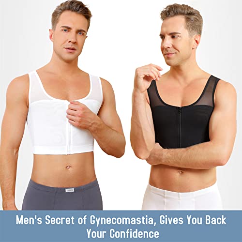 Tailong Mens's Gynecomastia Chest Binder Compression Shirt Slimming Body Shapewear Undershirt Tank Tops (As1, Alpha, M, Regular, Regular, Black) #TOP4