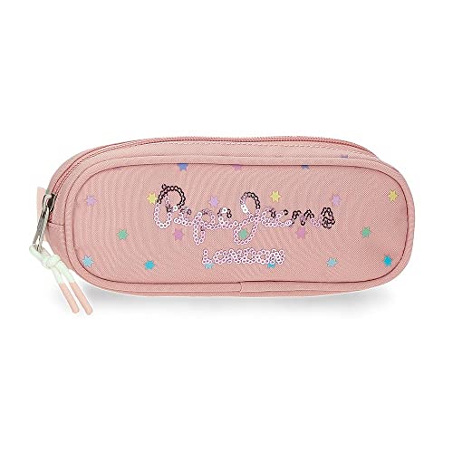 Pepe Jeans - Estuche Escolar De Niña Carina Con Cierre Cremallera En Oferta Pepe Jeans Carina Estuche Rosa 22X7X3 Cms Poliéster