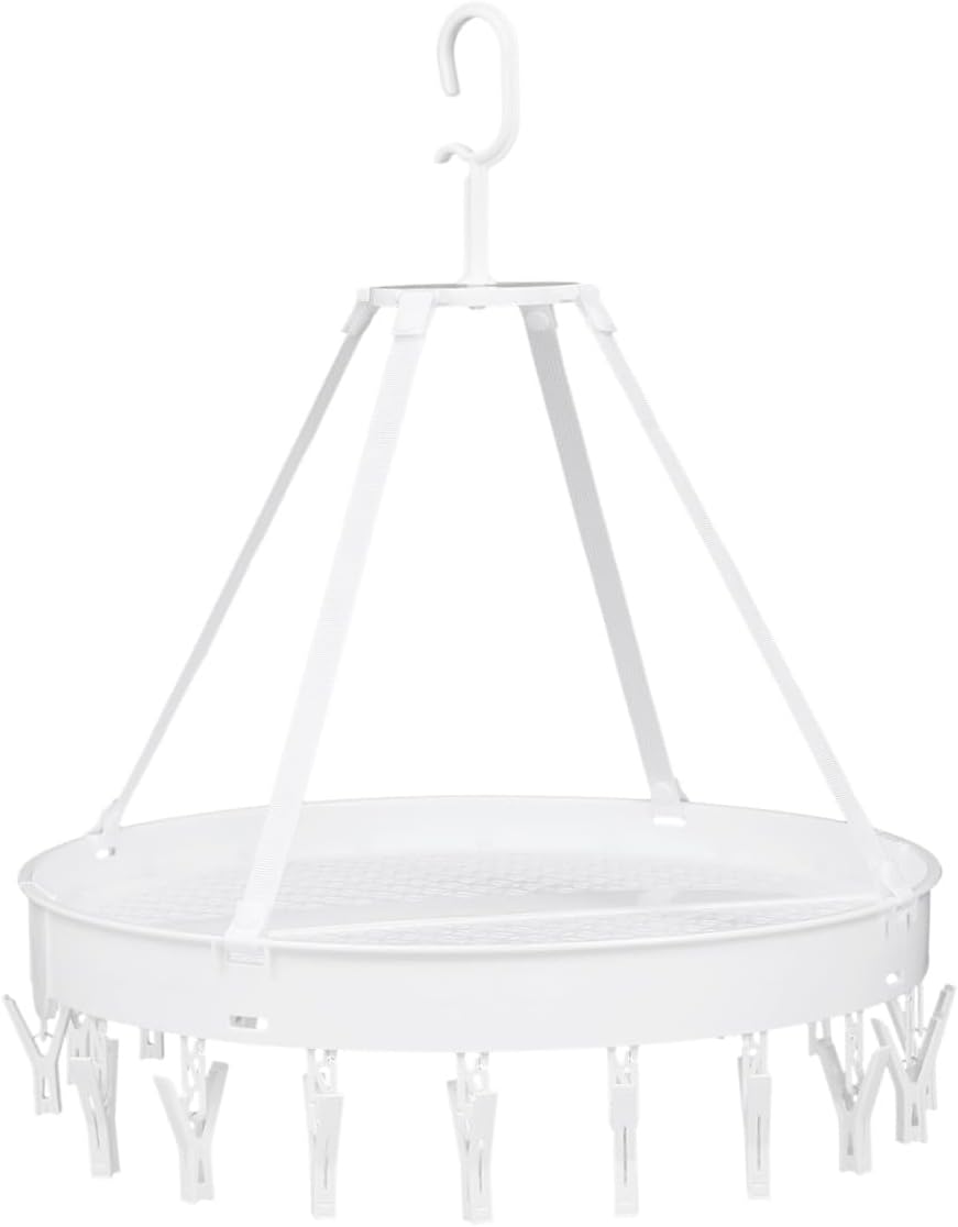 SUPVOX Foldable Bras Drying Rack with Socks and Towels Hanger, Single-Layer White Windproof Clothes Drying Holder for Balcony Indoor Laundry Organization