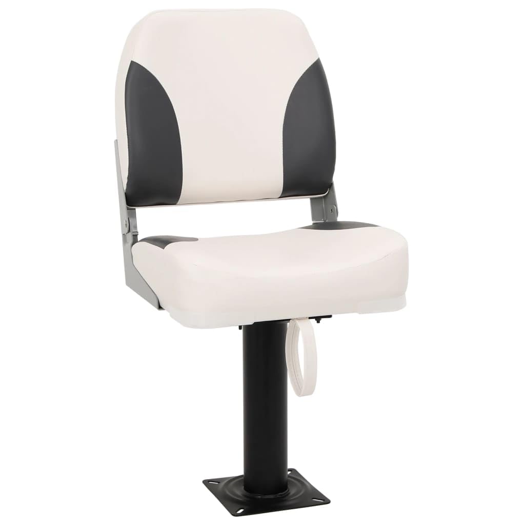 Sedile pieghevole per barca con schienale basso in PU e PVC, console in acciaio, 41 x 36 x 48 cm, portata 100 kg, universale per barca a vela, yacht, jolle, catamarano