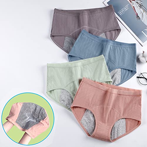 Teenager Girl's Breathable Cotton Period Panties Pack of 4pcs Menstrual Heavy Flow Leak-Proof Underwear Briefs (X-Large, Style7)2