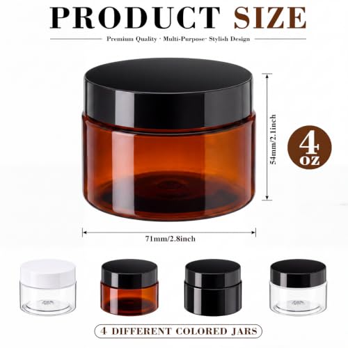 Image of Patelai 4 Pcs Plastic Jars Wide Mouth with Lids,4 Ounce,Classic Mix Color