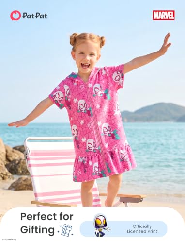 Image of Disney Princess Frozen Stitch Marvel Minnie Girl Swim Cover Up Terry Cloth Swimsuit Coverup Zip-up Bathing Suit Wrap Hooded