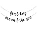KUNGOON First Trip Around The Sun Banner,1st Birthday Decorations Supplies,Baby Shower Decor for Boy Girl,Space First Bday Wall Hang Bunting Sign.(black)