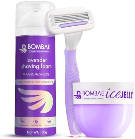 Bombae Rollplay All-in-one Body Shaving Ritual Kit | 1 Razor + 1 Sensitive Shaving Foam + 1 Post-Shave Balm for Women