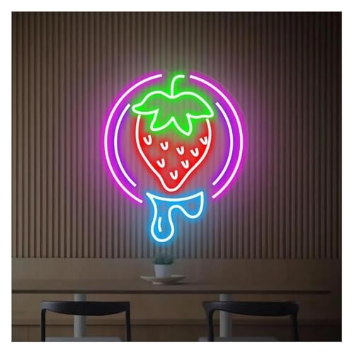 Enseigne lumineuse au néon fraise anti-éblouissement pour éclairage doux de magasin