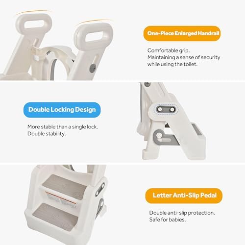 LIVINGbasics 2 in 1 Foldable Potty Training Seat with Step Stool - 3