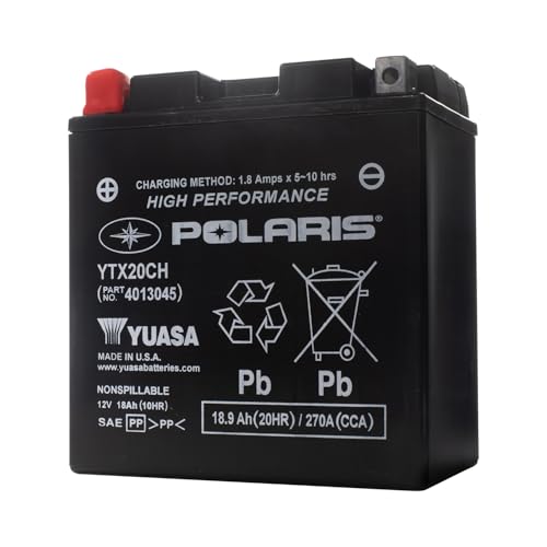 Image of Polaris Snowmobile 12V 18Ah Sealed Rechargeable AGM Battery for Specific Rush, RMK, Switchback, Indy, Titan Models, YTX20CH, 270A CCA, Spill Proof, Maintenance Free - Part 4013045