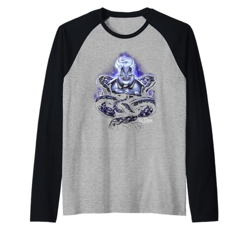 T-shirt de baseball Raglan Disney Villains Ursula imprimé sombre
