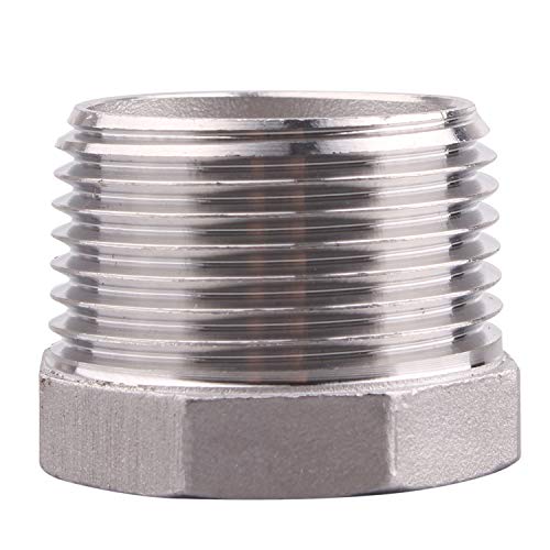 DERPIPE Stainless Steel Reducer Hex Flush Bushing, 1\" NPT Male 3/4\" NPT Female,Reducing Adapter Cast Pipe Fitting - Thumbnail 4