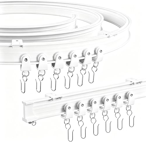 INUOVAIRM Flexible Bendable Ceiling Curtain Track 9.8ft (3m) Curtain Track Ceiling Mount Versatile for Window RV Bathroom White