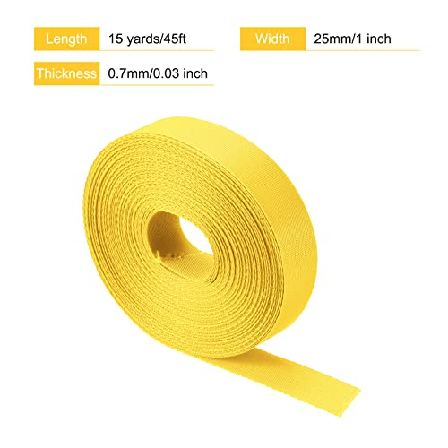 Image of MECCANIXITY Flat Nylon Webbing Strap 1 Inch 15 Yards Yellow for Backpack, Cargo Strap, Luggage-rack