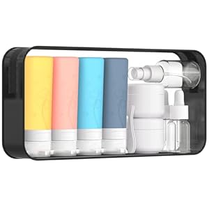 12 Pcs Travel Bottles for Toiletries, Travel Size Containers with Cream Jars, Airplane Travel Essentials Leak Proof Silicone Squeezable Travel Accessories for Shampoo Conditioner Lotion Cream