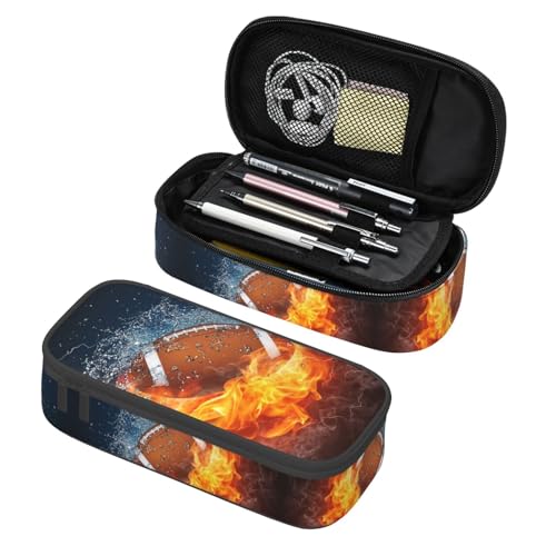 Image of American Football Ball Themed Pencil Case Big Capacity Storage Pencil Pouch Stationery Bags With Zipper Portable Pen Holder Box Organizer For Boys Girls Teens Student College School Office Supplies