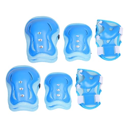BESPORTBLE 6pc Boys and Girls Sports Protective Gear Set Elbow Pads Wrist Guards for Roller Skating Wrist Brace Boys and Girls Pads Sky Blue