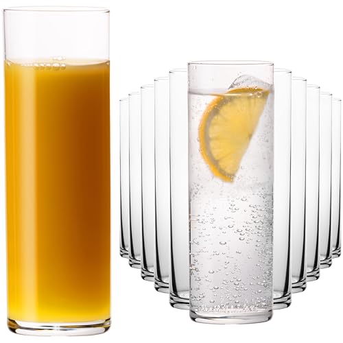 PLATINUX Lot de 12 verres droits 240 ml (max 200 ml) en verre - Verres à jus de fruits - Verres à eau hauts - Passe au lave-vaisselle