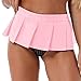 YiZYiF Women's Plaid Schoolgirl Short Skirt Bodycon Club Lingerie Pleated Mini Dress Pink A One Size