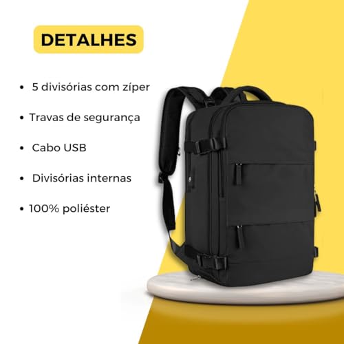 Mochila Viagem Grande Mala de Mão a Bordo Mochila para Trilha Large (CINZA COM ROSA)