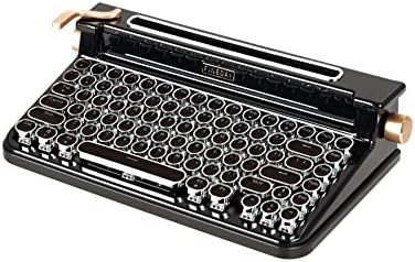 FINEDAY Keyboard 3.0, Blue Switch, Retro Wireless Mechanical Keyboard, Typewriter Designed, 83 Keys, Bluetooth 5.0 & USB up to 4 Devices, Wired & Wireless for Desktop PC/Laptop Mac/Phone (Black)