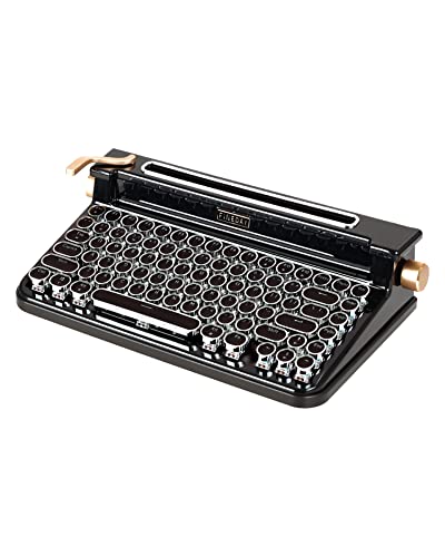 Fineday Keyboard 3.0, Blue Switch, Retro Wireless Mechanical Keyboard, Typewriter Designed, 83 Keys, Bluetooth 5.0 & Usb Up To 4 Devices, Wired & Wireless For Desktop Pc/Laptop Mac/Phone (Black) #TOP26