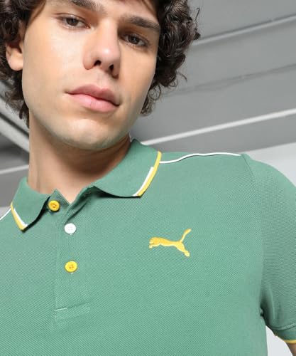 Image of Puma Men Tipped Collar Pure Cotton Regular Fit Polo Shirt