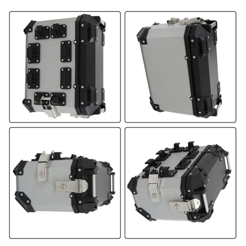 Maleta lateral rígida universal para motocicleta LABLT 36L con soporte de montaje, color plata, 1 par miniatura 2