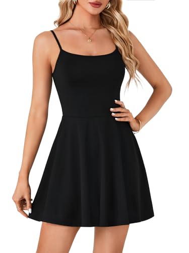 LYANER Women's Adjustable Spaghetti Straps Mini Dress Backless A Line Flowy Fit and Flare Cami Slip Short Dresses4