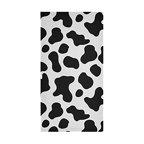 Cute Cow Spots Print Hand Bath Towel Highly Absorbent Soft Hanging Towels Rustic Farm House Country Style Kitchen Dish Towel Set Washcloth 2Pcs #TOP3