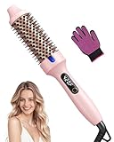 Thermal Brush for Blowout – 1.5 Inch Heated Round Brush with Negative Ions, Dual Voltage, Dual PTC, 6 Heat Settings, Salon Smooth Hair, Less Frizz, Travel-Friendly, Pink